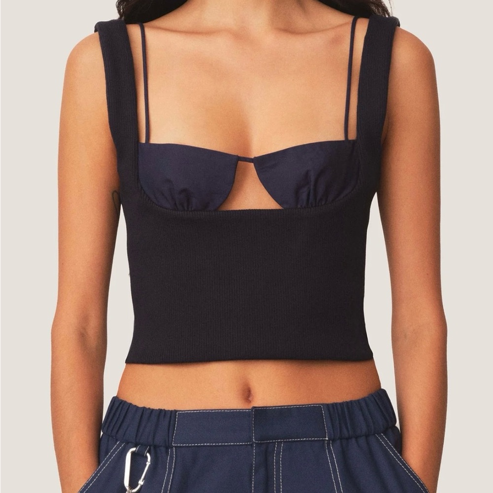 Exposed Bra Knit Top Midnight